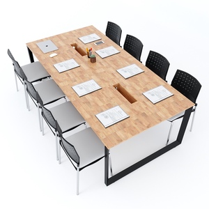 Contemporary Minimalist 120x240cm <b>Foldable</b> Conference <b>Table</b> <b>with</b> Triangular Iron <b>Legs</b> HBTA010 - Product Image 4