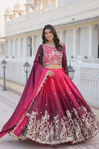 2024 Summer Women's Casual Dresses O-Neck Embroidered Lehenga Choli Floor-Length Pedigree Sequence 3mm Patchwork Design Washable - Product Image 2