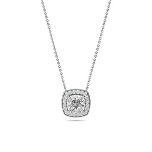 Colgante con halo único de diamante talla cojín de 0.50 ct, diamante cultivado en laboratorio en platino, para regalo de aniversario nupcial - Product Image 3