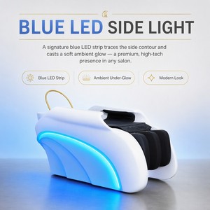 Chaise de massage électrique pour shampoing avec lumière LED, arche de brumisation, unité de lavage en position allongée, équipement de spa capillaire pour salon - Product Image 2