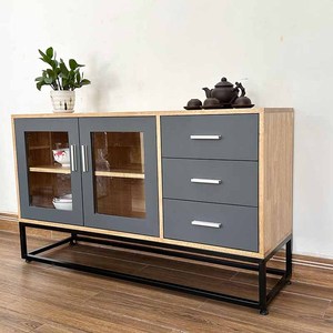 KTB68114 Modern Living Room Furniture Display <b>Cabinet</b> Rubberwood with Iron Legs - Product Image 5