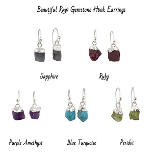 Boucle d'oreille en pierre précieuse améthyste pourpre véritable faite à la main en argent plaqué crochet style boucle d'oreille femmes bijoux de mode cadeau pour elle - Product Image 2