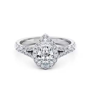 Pear Cut <b>Split</b> Shank Moissanite Engagement <b>Ring</b> - Product Image 2