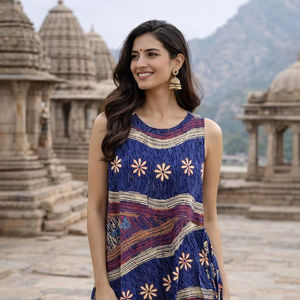 Robe en coton Naptol décontractée sans manches, mi-longue, taille ample, vente à l'exportation, belle robe en coton Naptol sans manches, robe en coton - Product Image 1