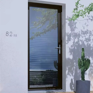 Portes d'entrée extérieures battantes en verre Porte-fenêtre française à charnière simple ou double en aluminium avec différentes grilles - Product Image 5