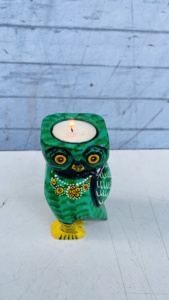 Handcrafted Wooden Owl <b>Tealight</b> <b>Holder</b> Artistic Carved Candle Stand Decorative Home Decor Accent for Living Room and Gifting - Product Image 4