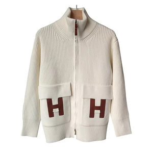 เสื้อสเวตเตอร์แขนยาวขนแกะกันรอยยับด้านหน้าสำหรับผู้หญิงเสื้อลำลองสำหรับฤดูหนาว - Product Image 4