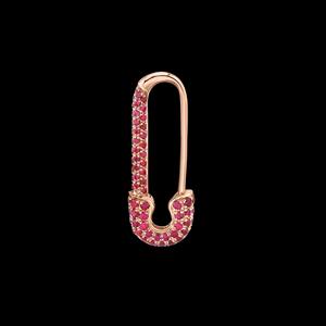 Expédition rapide, boucles d'oreilles en forme d'épingle de sûreté en or 14 carats, mini accent rubis, fabricant de bijoux fins personnalisés, boucles d'oreilles pendantes pour mariage - Product Image 3