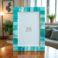 Cadre photo en os vert incrusté, fait main, taille personnalisée avec verre flexible pour affichage sur table ou mur, décoration intérieure et cadeaux
