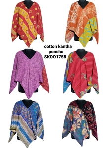 Cotton Hand Made Kantha <b>Poncho</b> Fashionable and Designer Export Quality Fabric Cotton Kantha <b>Poncho</b> - Product Image 5