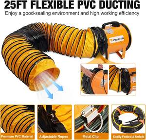 Exclusive <b>12</b> <b>Inch</b> Heavy Duty Cylinder Axial <b>Fan</b> with 25ft Hose Portable Blower Exhaust <b>Fan</b> 2900 CFM for Industrial Ventilation - Product Image 2