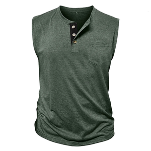 Gran oferta, camiseta sin mangas ligera para correr personalizada, camiseta sin mangas de entrenamiento transpirable con botón, tejido para hombre hecho en Bangladesh - Product Image 3