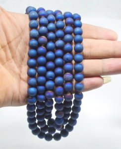 ดรูซี่อาเกตเกรด AAA สีน้ำเงินลูกปัดมาลาสำหรับการทำสมาธิบรรเทาความเครียดการนอนหลับ positivity และสมดุล - Product Image 3