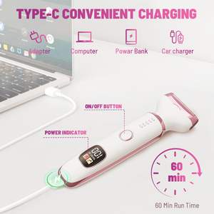 Rasoir électrique sans fil 5-en-1 pour femme IPX7, tondeuse corporelle et bikini, rasoir pour poils pubiens, aisselles, nez, visage et sourcils - Product Image 2