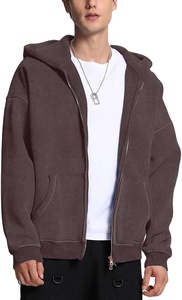Streetwear Oversized Acid Wash <b>Zip</b> Up Hoodie 100% Cotton Men's Vintage Full <b>Zip</b> <b>Hooded</b> Sweatshirt Custom Brand Manufacture - Product Image 2