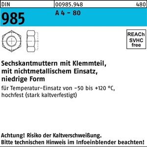 น็อตหกเหลี่ยม DIN 985 M16 A4-80 250 ชิ้น - Product Image 1
