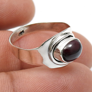 925 argent Sterling naturel rouge grenat pierre précieuse fabriqué à la main conception Unique pierre précieuse 925 Boho anneaux à la mode à la mode anneaux OEM - Product Image 3
