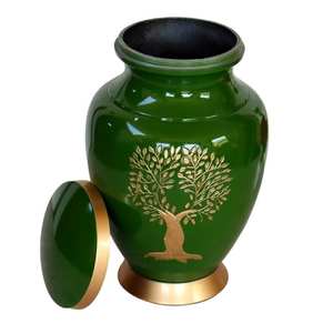 Urna de cremación de árbol verde para cenizas humanas, contenedor de metal para cenizas, urna funeraria para papá - Product Image 5