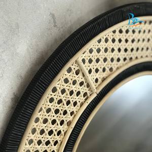 Espejo de mimbre redondo, correa de mimbre, de Vietnam - Product Image 4