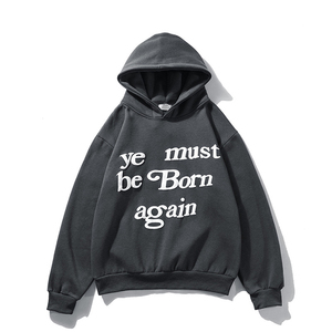 Sudaderas con capucha térmicas de hombro caído en blanco con logotipo personalizado de algodón 100% para hombre Sudadera con capucha de gran tamaño con técnica de apliques - Product Image 5