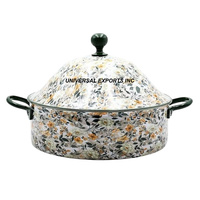 Desain bunga Meena Hotpot bentuk bulat buatan tangan dekoratif Casserole penjualan laris mewah baru logam makanan hangat