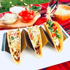 Support de stockage de nourriture de conception simple accessoires d'ustensiles de cuisine support de support de taco poli d'acier inoxydable argenté pour la vaisselle - Product Image 2