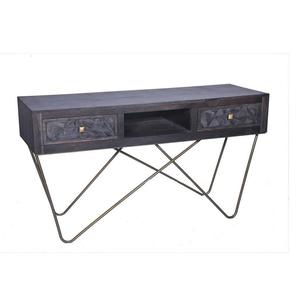 Meuble TV en bois massif avec pieds élégants en métal et grand espace de rangement conçu pour l'organisation des médias de salon contemporain - Product Image 1