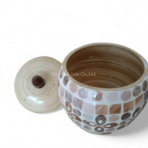 Mother of Pearl <b>Jar</b> Shell Inlay Handmade Decorative <b>Storage</b> Container <b>for</b> <b>Kitchen</b> and Home Use - Product Image 2