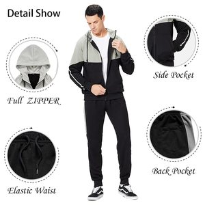 Personalizado de alta calidad de algodón chándal hombres bordado Sudadera con capucha Jogger de gran tamaño con cremallera sudaderas con capucha pantalones de chándal lavado conjunto de dos piezas - Product Image 2