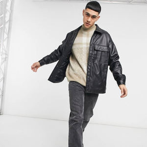 Chemise en cuir décontractée pour hommes noir solide Tissu Dobby de haute qualité Séchage rapide Respirant Fabriqué en usine Conception durable Excellent - Product Image 4