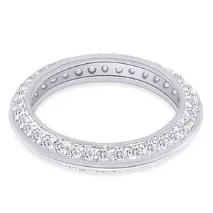 Bague éternelle pavée en moissanite taille 1 carat, en argent sterling 925 plaqué or platine, tendance, bord de couteau, pour fiançailles - Product Image 1