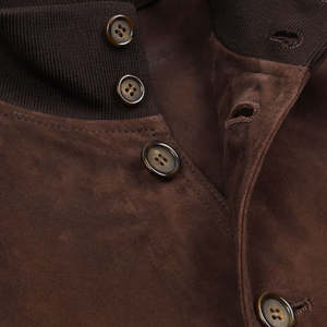 Veste en cuir véritable en daim pour hommes col montant et paire de veste pour hommes à manches zippées de style décontracté ou formel - Product Image 6