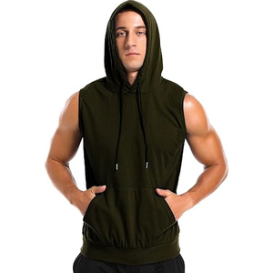 Haute qualité 100% coton Terry poids lourd épais pull hommes Style décontracté sans manches à capuche personnalisable impression sweats à capuche vierges - Product Image 2