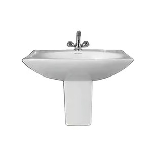 Vistaar Sofia Blanco Cerámica Medio Pedestal Lavabo Fregadero Diseñador Cerámica Arte Morbi India Exportación - Product Image 1
