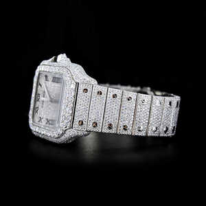 High Quality Luxury Moissanite Diamond Watch VVS Clarity Square Stainless Steel Mechanical Leather Gift for Proposals Exported - Product Image 2