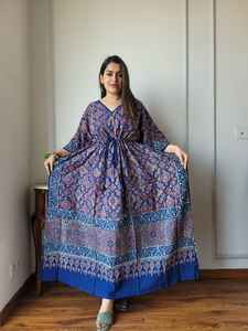 Custom Made Bohemian Cotton <b>Kaftan</b> <b>Dress</b>-Printed Short Style Breathable Eco-Friendly Natural Waist <b>Summer</b> Ready - Product Image 5