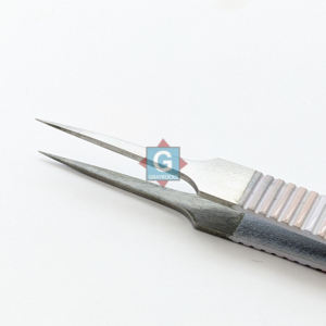 Pinzas de pestañas de acero inoxidable de alta calidad con puntas puntiagudas Pinzas de extensión de pestañas de etiqueta privada más vendidas - Product Image 2