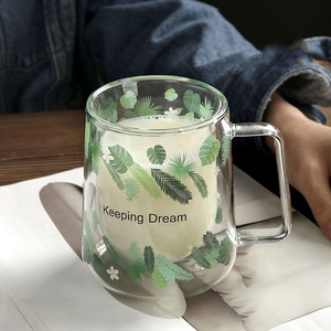 Venta al por mayor 300ml claro Mocha hielo negro café de doble pared de vidrio taza de café Tazas De Café con asa - Product Image 5