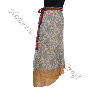 Ethnic Multi Wear Wrap Around <b>Skirts</b> 2 Layer Reversible Magic Silk Saris Wrap Long <b>Skirt</b> Silk Beach Pareos Beach Wraps Beach - Product Image 6