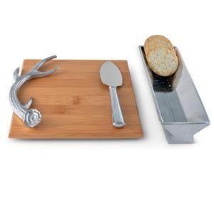 Tabla de queso asta plato de bambú hecho a mano Arthur Court diseños utensilios de cocina y artilugios de acero inoxidable - Product Image 1
