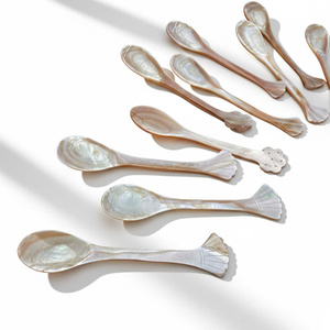 Cuillère en nacre blanche polie, matériau naturel écologique, cuillères à caviar, vaisselle, décoration - Product Image 1