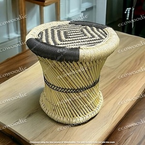 Fabrication directe intérieur extérieur maison hôtel bois pouf Mudda Design tissé à la main rotin cuisine jeu ensembles os incrustation Console - Product Image 4