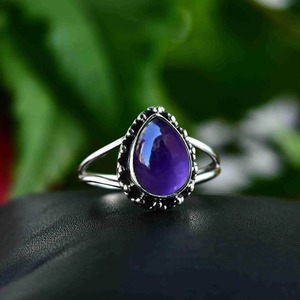 Gran oferta elegante anillo de amatista en forma de pera en plata de ley 925 perfecto para regalos o uso diario disponible a buen precio - Product Image 3