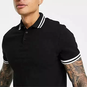 Haut d'été en tricot à manches courtes décontracté en coton avec logo brodé à motif solide compressé pour hommes et femmes - Product Image 3