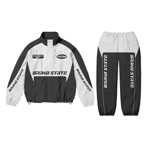 Alta calidad contraste Color personalizado Logo de gran tamaño invierno Color azul hombres con capucha Unisex rompevientos Nylon chándal hombres - Product Image 4