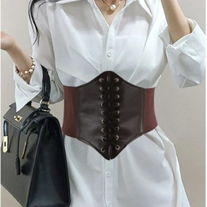 Women's <b>Corset</b> Belt Gothic Fashion PU Leather Female Lace-up <b>Corset</b> Belts Slimming Waist Vintage <b>Corset</b> <b>Black</b> Wide Belt for Girl - Product Image 4