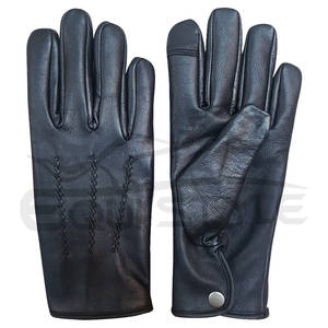 Gants d'hiver unisexes en cuir de mouton avec doublure douce Gants d'hiver noirs à la mode pour hommes, fournisseur OEM - Product Image 2