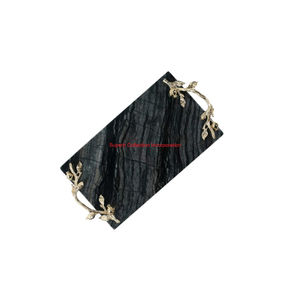 Plateau de service élégant en marbre blanc avec poignées de branche d'orchidée Plateau décoratif et de charcuterie de luxe pour la décoration intérieure au meilleur prix - Product Image 6