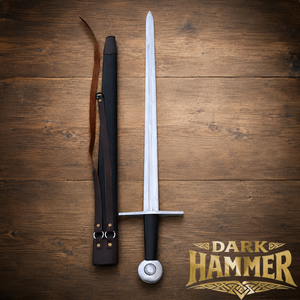 Espada de entrenamiento vikinga antigua forjada a mano, de acero de alto carbono, con cruzante protector y funda a juego, Dark Hammer - Product Image 1