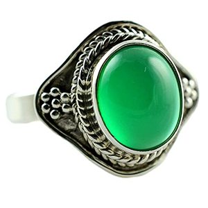 <b>925</b> Sterling <b>Silver</b> Green Onyx Handmade <b>Ring</b> Boho July Birthstone Jewelry Licensed Perfect Gift for Her Birthday Anniversary - Product Image 1